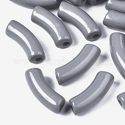 Abalorios acrílicos opacos, tubo curvado, gris, 34.5x13x11mm, agujero: 3.5 mm, aproximamente 155 unidades / 500 g