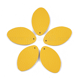 Eco-Friendly Cowhide Pendants, Oval, Gold, 35x21x1.5mm, Hole: 1.5mm