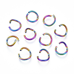 Placcatura ionica (ip) colore arcobaleno 304 anelli di salto aperti in acciaio inossidabile, anello rotondo, 8x1mm, 18 gauge, diametro interno: 6mm