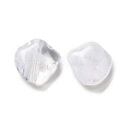 Perles en acrylique transparente, blanc, 15x15x8mm, Trou: 1.6mm, environ 595 pcs/500 g