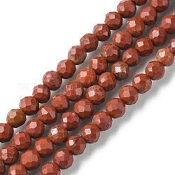 Rosso naturale perline di diaspro fili, sfaccettato, tondo, 2mm, Foro: 0.6 mm, circa 175pcs/filo, 15.35 pollice (39 cm)