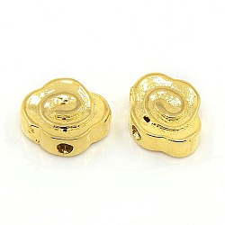 Golden Tone Brass Flower Beads, 11x13x5mm, Hole: 2mm