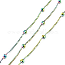 Vacuum Plating 304 Stainless Steel Snake Chains, Satellite Chains, with Spool, Soldered, Rainbow Color, 1.5mm, about 32.81 Feet(10m)/Roll