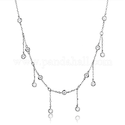 Rhodium Plated Sterling Silver with Clear Cubic Zirconia Pendant Necklaces, Platinum, 12.20 inch(31cm)