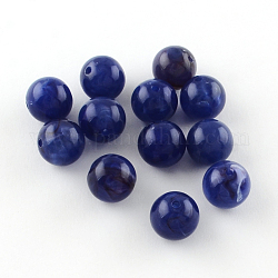 Perles en acrylique imitation pierre précieuse, ronde, bleu moyen, 10mm, Trou: 2mm, environ 925 pcs/500 g