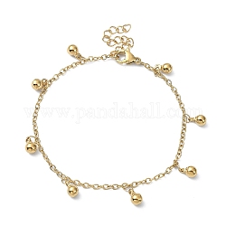 Placcatura ionica (ip) 304 braccialetti con ciondoli a sfera rotondi in acciaio inossidabile da donna, oro, 6-3/4 pollice (17.2 cm)