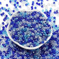 Perles en verre, facette, rondelle, bleu, 4x3mm, Trou: 0.4mm, environ 6800 pcs/500 g
