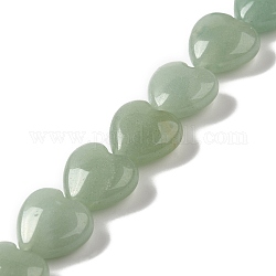 Verde naturale perline avventurina fili, cuore, 15x16x7.5mm, Foro: 1 mm, circa 12pcs/filo, 6.97''~7.09'' (17.7~18 cm)