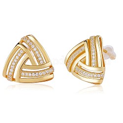 925 boucles d'oreilles triangle en argent sterling, cadeau de bijoux délicats en zircone cubique claire pour les femmes, or, 14mm, pin: 1 mm