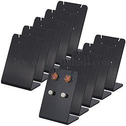 Soportes de exhibición de pendientes de acrílico inclinados hacia atrás, soporte organizador de joyas para almacenamiento de aretes, Rectángulo, negro, 3.6x5x7.6 cm, agujero: 1.6 mm