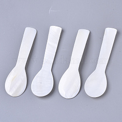 Natural Freshwater Shell Spoons, Mother of Pearl Caviar Spoons, Seashell Color, 80~81x22~23x3mm