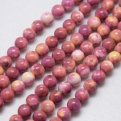 Synthetischen fossilen Perlen Stränge, gefärbt und erhitzt, Runde, cerise, 8 mm, Bohrung: 1 mm, ca. 50 Stk. / Strang, 15.7 Zoll