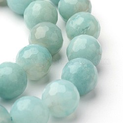 Natural Amazonite Beads Strands, Faceted, Round, 8mm, Hole: 1mm, about 46pcs/strand, 15 inch