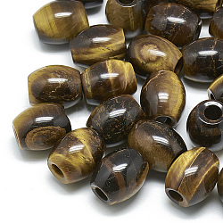 Natürlichen Tigerauge Perlen, Großloch perlen, Fass, 17~19x15~16 mm, Bohrung: 5.5 mm