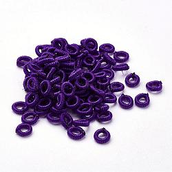 Polyester Weave Beads, Ring, Indigo, 6x2mm, Hole: 3mm, about 200pcs/bag