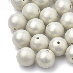 Perles acryliques de style peint par pulvérisation, caoutchouté, ronde, kaki foncé, 10mm, Trou: 1.5mm, environ 950 pcs/500 g