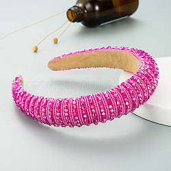 Bling Bling Haarband aus Glasperlen, Kopfbedeckung mit breitem Rand, Party-Haarschmuck für Frauen und Mädchen, Magenta, 30 mm