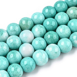 Brins de perles rondes en verre craquelé opaque, pierres d'imitation, ronde, turquoise, 10mm, Trou: 1.5mm, Environ 80 pcs/chapelet, 30.31~31.10 pouce (77~79 cm)