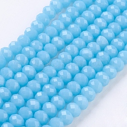 Glass Beads Strands, Imitation Jade Style, Faceted, Rondelle, Turquoise, 8x6mm, Hole: 1mm, about 68~70pcs/strand, 15inch