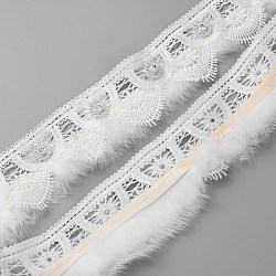 ポリエステル刺繍レースリボン  プラスチックラインストーン付き  服飾材料  小麦  2-3/8インチ（60mm）