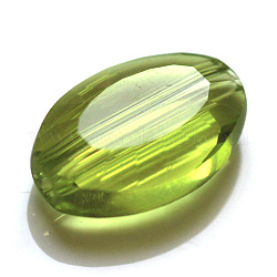 Imitazione branelli di cristallo austriaco, grado aaa, sfaccettato, ovale, verde giallo, 13x10x5mm, Foro: 0.9~1 mm