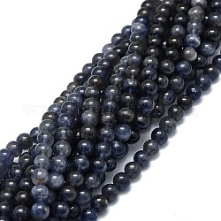 Perles naturelles Iolite brins, ronde, 6mm, Trou: 0.8mm, Environ 63 pcs/chapelet, 15.55'' (39.5 cm)