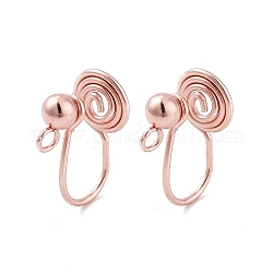 304 Stainless Steel Ear Cuff Findings, Wire Wrap Vortex Earring Findings with Vertical Loop, Rose Gold, 14.5mm, Hole: 3x0.6mm