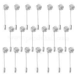 Platinum Brooch DIY Findings Pin Back, Sharp Tip Flat Pad with Stopper Brooch Pins, Nickel Free, Pin: about 13.5mm wide, 63.5mm long, 1mm thick, Cap: 4mm wide, 12mm long