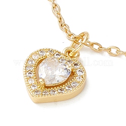 Collana con ciondolo cuore in zirconi chiari, 304 gioiello in acciaio inossidabile per donna, oro, 17.72 pollice (45 cm)