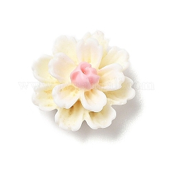Opaque Resin Cabochons, 3D Flower, White, 11.5x6.5mm
