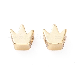 Perline in ottone, placcato di lunga durata, corona, vero placcato oro 18k, 5.5x5.5x2~3mm, Foro: 1.4 mm