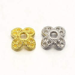 4 zinc -petal bouchons en alliage de perles, couleur mixte, 8x2.5mm, Trou: 1.5mm