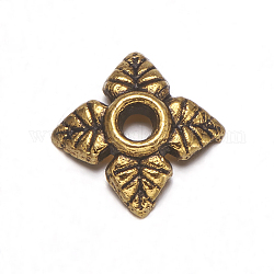 Tibet Silber Perlenkappen, Bleifrei und cadmium frei, Antik Golden, ca. 6 mm lang, 6 mm breit, 2 mm hoch, Bohrung: 2 mm