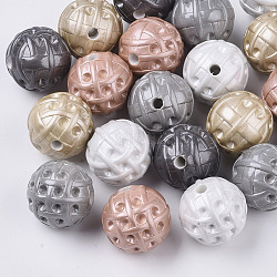Supports de strass perle acrylique opaque peint par pulvérisation, ronde, couleur mixte, convient pour strass de 2.5 mm, 20x19.5mm, Trou: 3mm