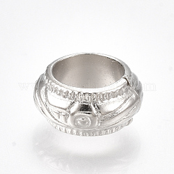 Perline distanziali in plastica ccb, perline con foro grande, anello, platino, 10x5mm, Foro: 6 mm