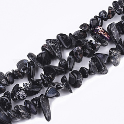 Natural Imperial Jasper Beads Strands, Dyed, Chips, Black, 4~18x4~15x1~10mm, Hole: 1mm, about 88~100pcs/strand, 15.3 inch~15.7 inch