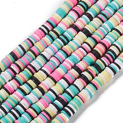 Chapelets de perle en pâte polymère manuel, pour les fournitures de bricolage bijoux artisanat, perles heishi, disque / plat rond, couleur mixte, 6~6.5x0.5~1.5mm, Trou: 1.5~2mm, Environ 290~332 pcs/chapelet, 15.75~16.14 pouce (40~40.5 cm)