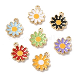 Eco-friendly Alloy Enamel Charms, Flower Charm, Mixed Color, 14x12x2mm, Hole: 1.2mm