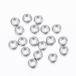 Intercalaire perles en 304 acier inoxydable, anneau, couleur inoxydable, 5x1.5mm, Trou: 3mm