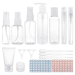 DIY Kosmetik Vorratsbehälter Kits, mit Plastiksprühflasche & Kosmetikcremeglas & Trichterbehälter & Tropfer & Nachfüllflaschen und Etikettenpaster, Transparent, 275x170 mm