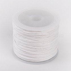 White Cotton Waxed Cord String Cord, 1mm, about 27.34 yards(25m)/roll