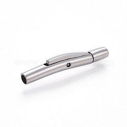 304 Stainless Steel Bayonet Clasps, Tube, Stainless Steel Color, 22.5x3mm, Hole: 2mm