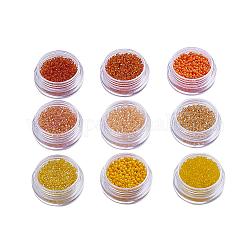 1 libra 9 de color mezclado 12/0 grano una granos de vidrio de la semilla, amarillo, 2x1.5mm, agujero: 0.9 mm, aproximamente 50 g / bolsa