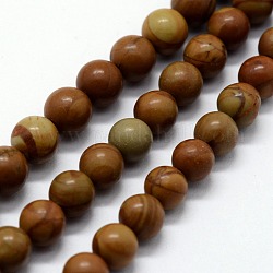 Chapelets de perles en pierre en bois naturel, ronde, 4mm, Trou: 0.6mm, Environ 95 pcs/chapelet, 14.76 pouce (37.5 cm)