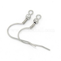 304 Stainless Steel Earring Hooks, Stainless Steel Color, 21.5x21x3mm, Hole: 2mm, Pin: 0.8mm