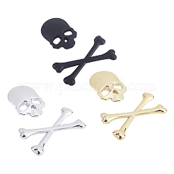 Superfindings 3 piezas fresco 3d cráneo esqueleto de metal tibias cruzadas emblema de la motocicleta del coche emblema de la insignia para el parachoques del coche ventana portátiles equipaje