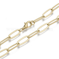 Cadenas de clip de latón, Elaboración de collar de cadenas de cable alargadas dibujadas, con cierre de langosta, color dorado mate, 17.71 pulgada (45 cm) de largo, link: 14x5.5 mm, anillo de salto: 5x1 mm
