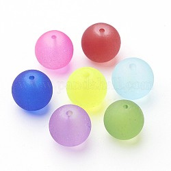 Mattierte Glasperlen, Mischfarbe, Runde, ca. 10 mm Durchmesser, Bohrung: 1 mm