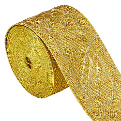 Gorgecraft Polyester Ribbons, Jacquard Ribbon, Floral Pattern, Goldenrod, 1-5/8 inch(42mm)