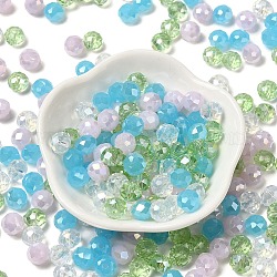 Perle di vetro, sfaccettato, rondelle, azzurro, 8x6mm, Foro: 1 mm, circa 1210pcs/500g
